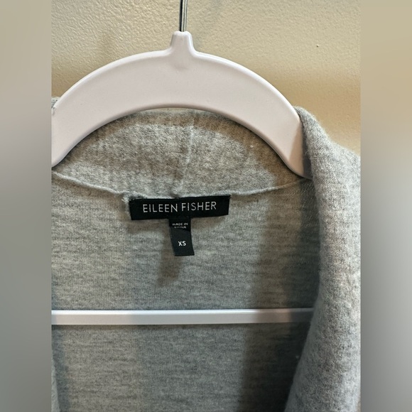 Eileen Fisher merino wool open-front cardigan in grey with zipper pockets XS - Picture 2 of 7